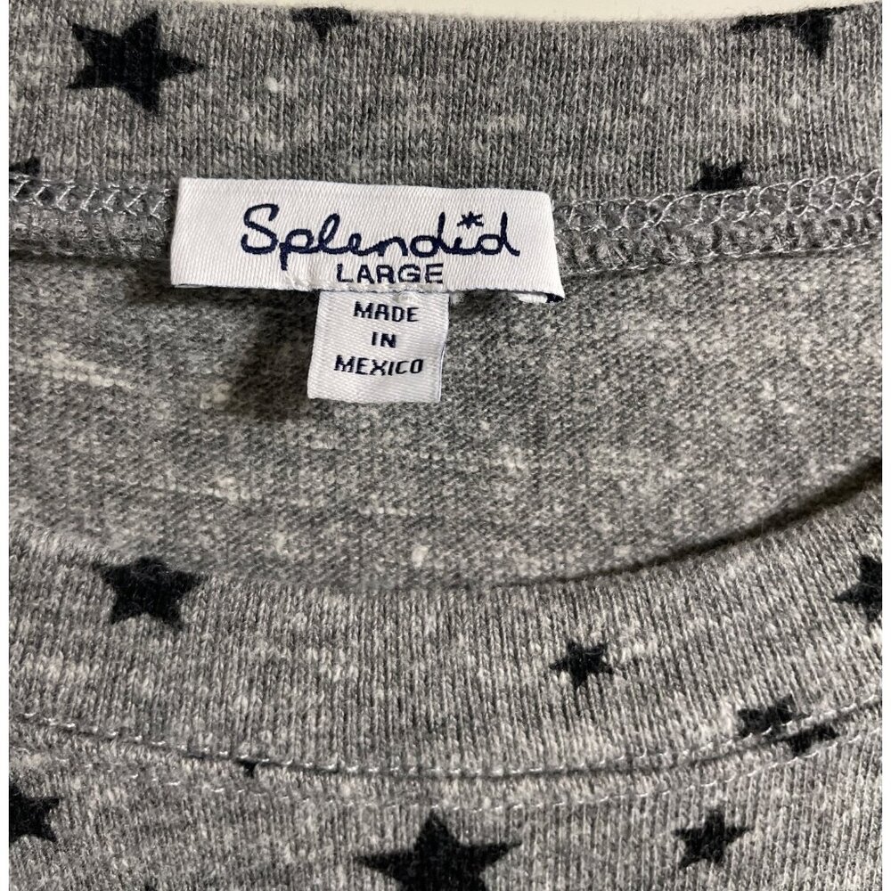 Splendid Star Print Gray/Black Cropped Knit Shirt Top Womens Size Large - Picture 6 of 6